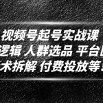 视频号起号实战课：底层逻辑 人群选品 平台区别 话术拆解 付费投放等！